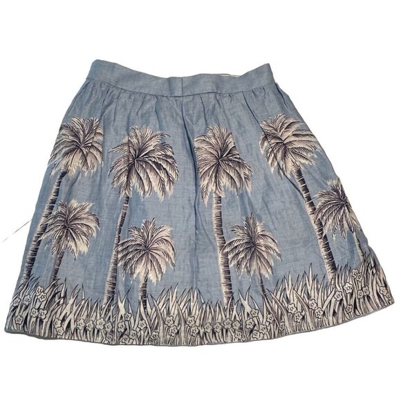 J. Crew Dresses & Skirts - J. Crew Womens Linen Short Skirt In Palm Tree Print Size 0 Tropical Hawaiian